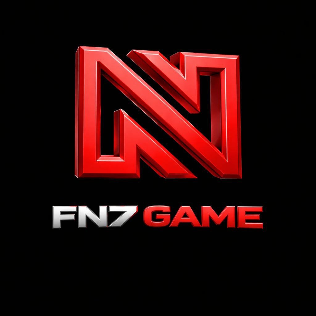 FN7 Game App red 3D logo with stylized “N” symbol on black background.
